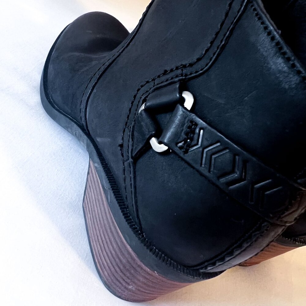 TEVA Foxy Ankle Boot Heeled Black Leather Women’s Waterproof Bootie Sz 9 / 40 - Picture 7 of 14